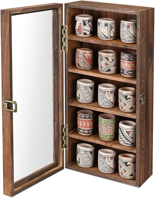Ikee Design Wall Mounted Wooden Collectible Display Case 5 Shelf Display