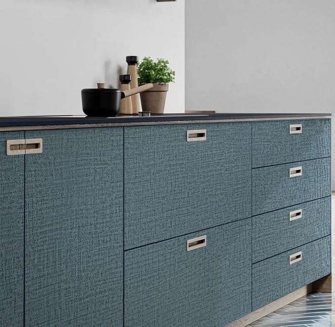 Guvana Grasscloth Peel and Stick Wallpaper Blue Textured Contact Paper Modern