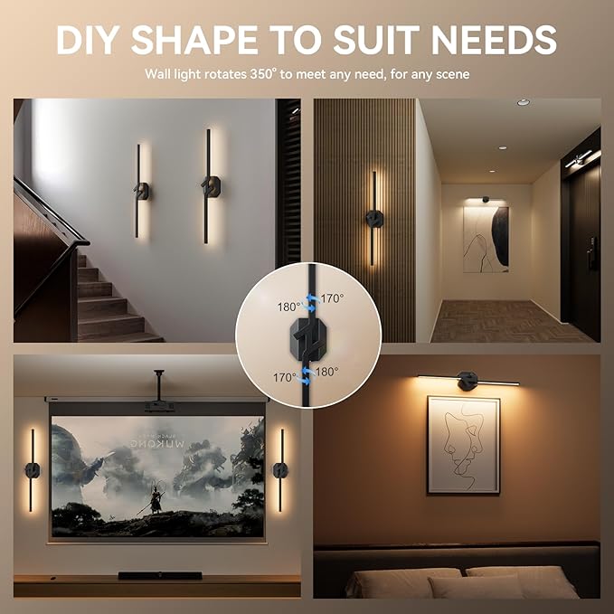 Battery Operated Wall Sconce Set of Two, USB Rechargeable Wall Sconce