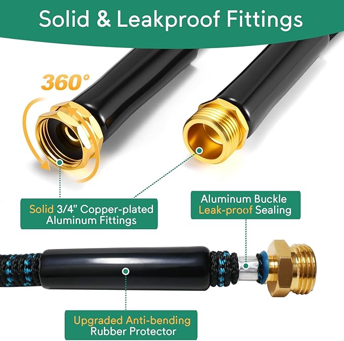 Expandable Garden Hose 100ft with 10 Function Nozzle, 2026 No Kink Water Hose 100 ft, Leak-proof Sturdy Brass Fittings, Durable 3750D Fabric, Lightweight, Flexible for Outdoor Watering, Car Washing