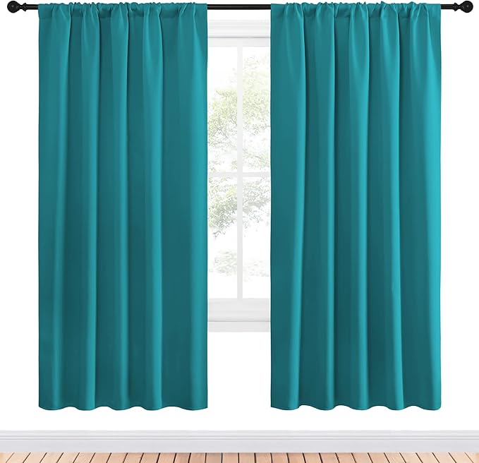 NICETOWN Peacock Blue Blackout Curtains Panels