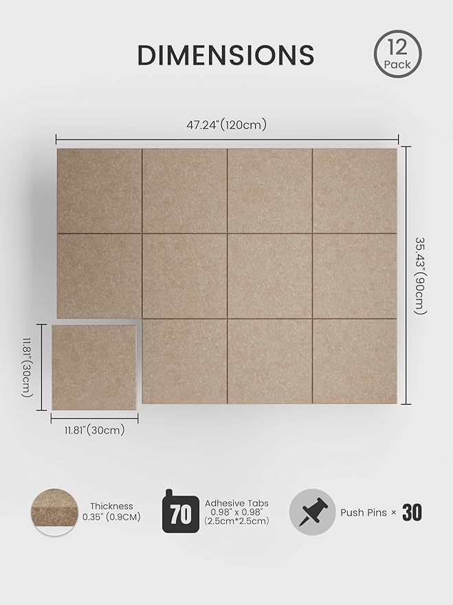 Bumusty Large Cork Board 48" x 36" Alternative