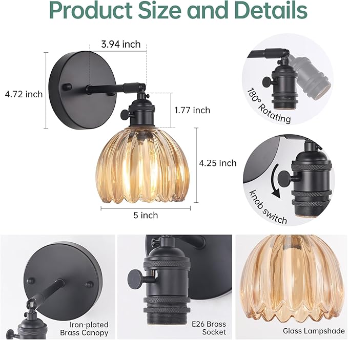 Shenmoyl Vintage Wall Sconce