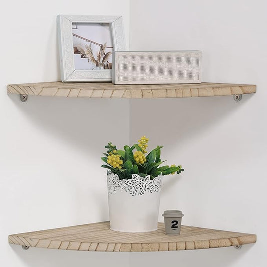 JORIKCHUO 10 inch Corner Wall Shelf, Round End Wall Mounted Floating Corner