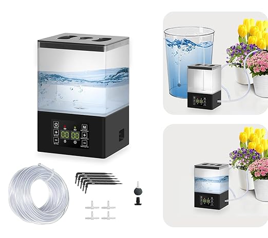 Automatic Watering System for Potted Plants,2 in 1 Automatic Drip Irrigation Kits Indoor 1.3L Tank Plant Watering System for Plants w/Programmable Water Timer,Auto & Manual Watering Mode & LED Display