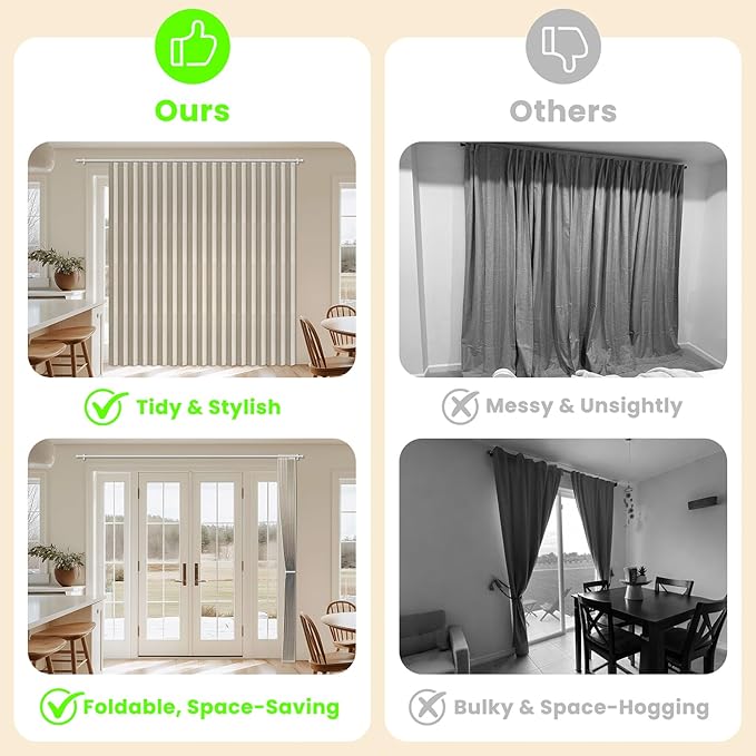 AJAZZ Blackout Accordion Door Curtain 98"x78" Cream White