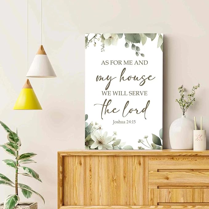 HIWX Christian Wall Decor, as for Me and My House Bible Verses Sage Green