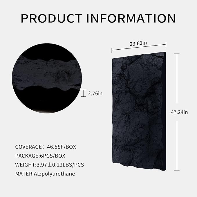 3D Faux Stone Wall Panels, Lightweight & Waterproof Accent Marble Rock Skin