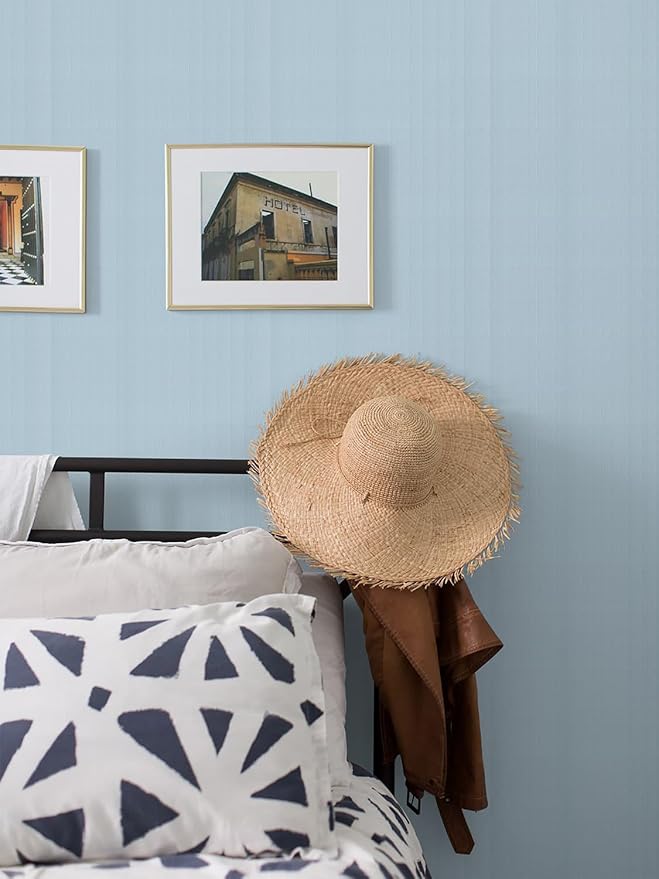 Orainege Peel and Stick Wallpaper Light Blue Wallpaper 15.7"x393.7" Textured