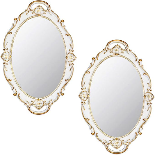 Eaoundm 14.5 x 10 inchs Oval Antique Decorative Wall Mirror Vintage Hanging