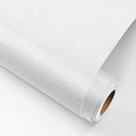 YENHOME Velvet Wallpaper Peel and Stick Textured 17.7"X200" White Velvet Peel
