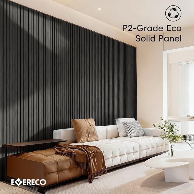 EVERECO 6 Pack Wood Panels for Wall 94.5" × 7.87" Acoustic Soundproof Wall Slat