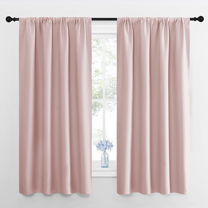 NICETOWN Blackout Curtains for Living Room, Blush Pink, 2 Panels, 42 by 63