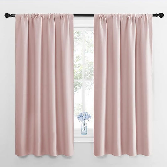 NICETOWN Blackout Curtains for Living Room, Blush Pink, 2 Panels, 42 by 63