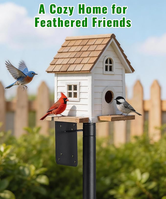 2 Pack Bird House Pole, Heavy-Duty Outdoor Bird Feeder Pole with Stable 5-Prong Base, 75” Adjustable Height, 1 Inch Dia Universal Mounting Stand for Yard Garden Bird Watching and Feeding