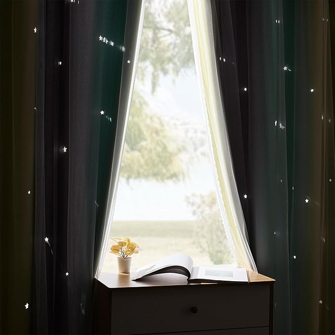 XiDi Yellow & Rainbow Curtains for Kids & Girls Room