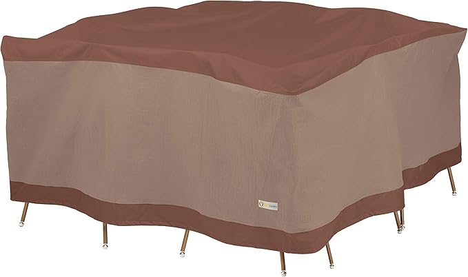 DUCKCOVERS Ultimate Waterproof 76 Inch Square Patio Table with Chairs Cover, Outdoor Table Cover