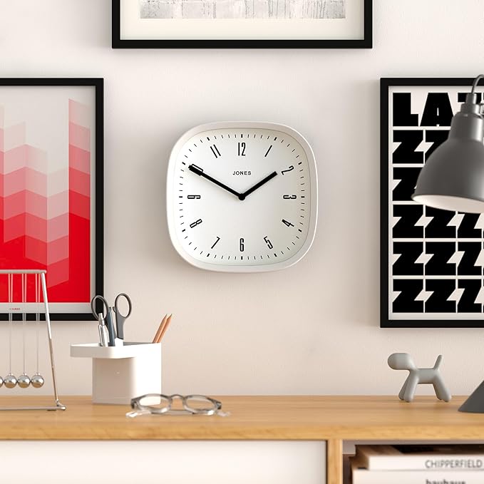 JONES CLOCKS® Marvel Wall Clock | Modern Retro Rounded Square Clock | 10 inch |
