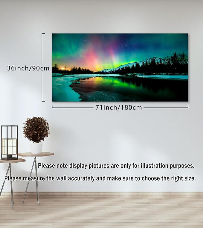 Cao Gen Decor Art S01998 Wall Art Aurora scenery Painting on Canvas Stretched