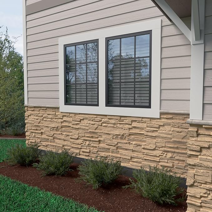 EverStone Cascade Faux Stone Panel, 48 5/8"W x 24 3/4"H x 1 1/4"D, Ocean Floor