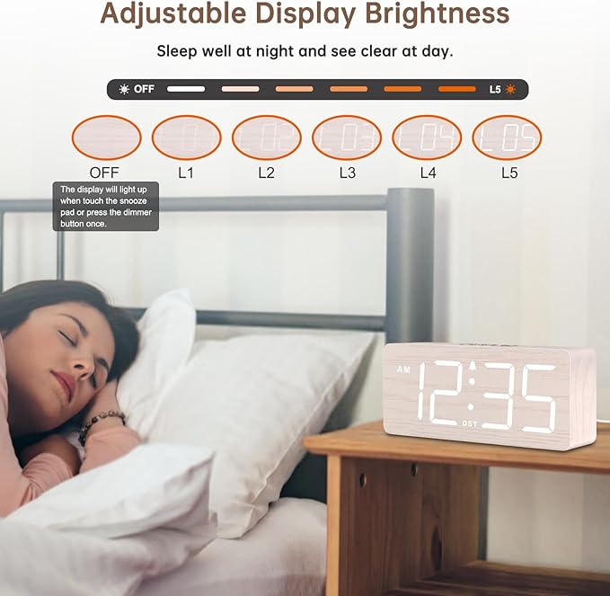 DreamSky Wooden Digital Alarm Clock