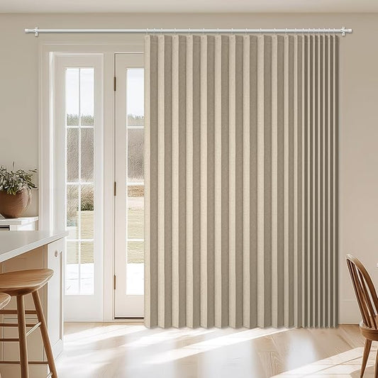 AJAZZ Blackout Accordion Door Curtain 98"x84" Cream Yellow