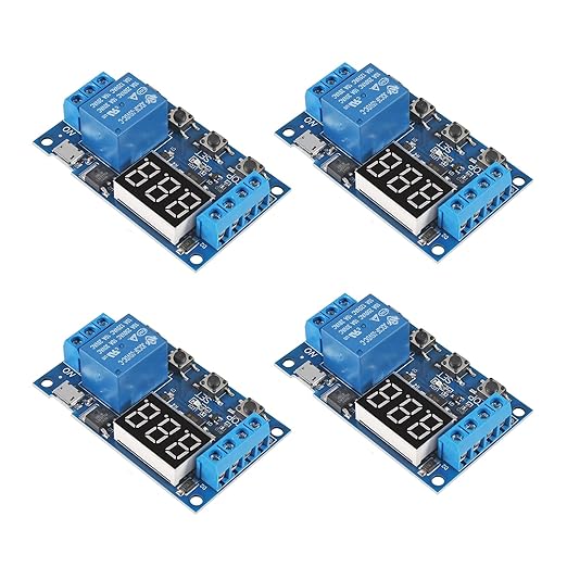 4pcs DC 6-30V Timer Relay Programmable Delay Relay Module Cycle Timer with LCD Display / 5V Micro USB, Smart Home Controller