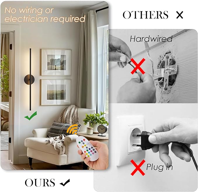 KARTOOSH Battery Operated Wall Sconces Set of Two,