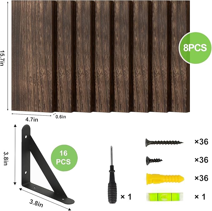 Fixwal Floating Shelves, Width 4.7in Rustic Wood Wall Shelves Set of 8