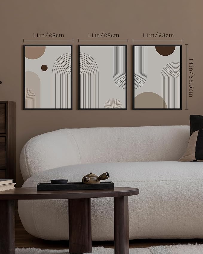 PHOPAGO Boho Wall Art Minimalist Bohemain Framed Wall Printing 11x14in Abstract