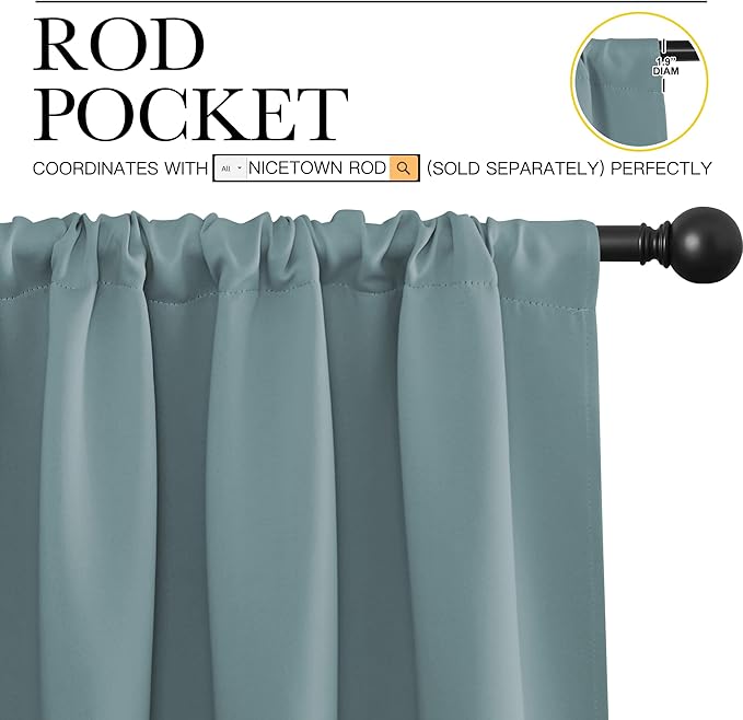 NICETOWN 2 Panels Blackout Curtains, Rod Pocket Thermal Insulated Drapess