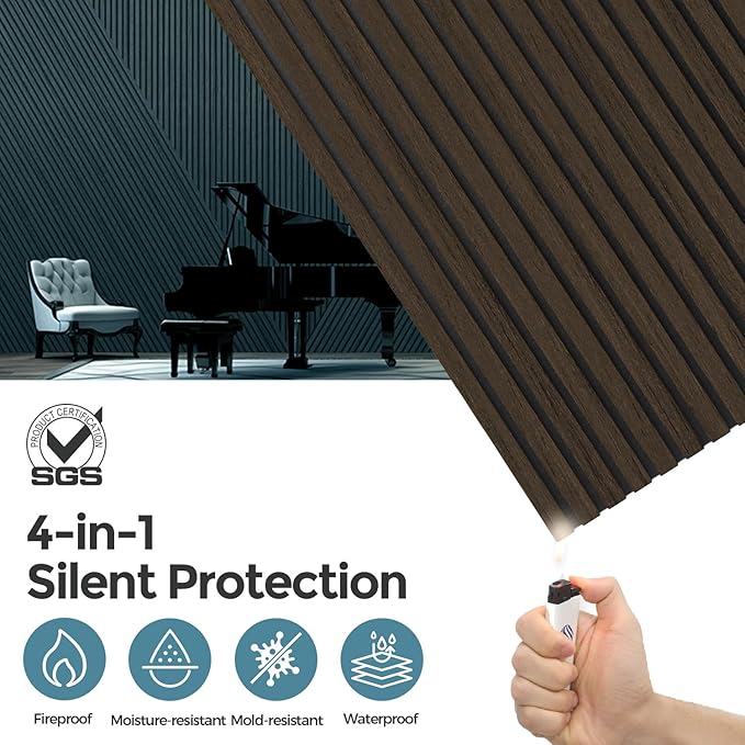 AKUMAX 2 Pack Acoustic Panels, Wood Slat