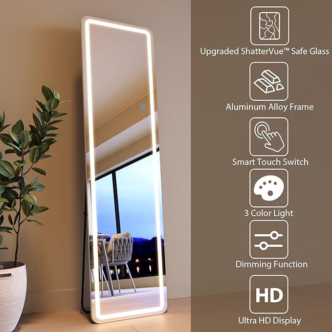 Full Length Mirror with LED Lights, LED Mirrors Full Length Floor Mirror Full