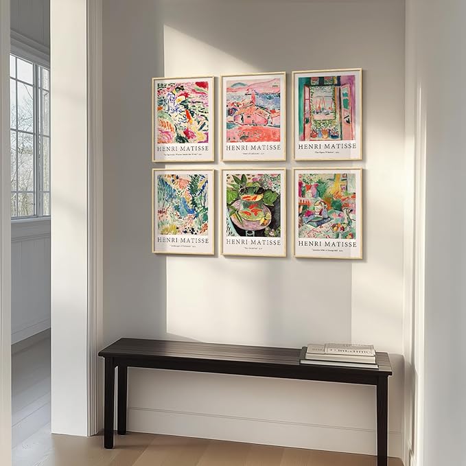 Framed Matisse Wall Art for Living Room, 6 Pieces Abstract Colorful Canvas