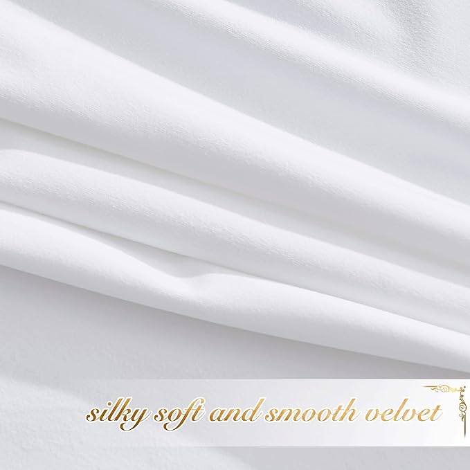 NICETOWN Insulated White Velvet Curtains