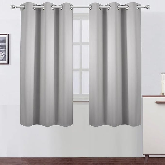 LEMOMO Light Grey Blackout Curtains 42 x 63 Inch Length/Set of 2 Curtain