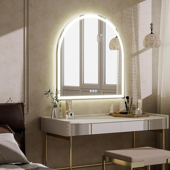 BEAUTYPEAK 34x30 LED Arch Bathroom Mirror