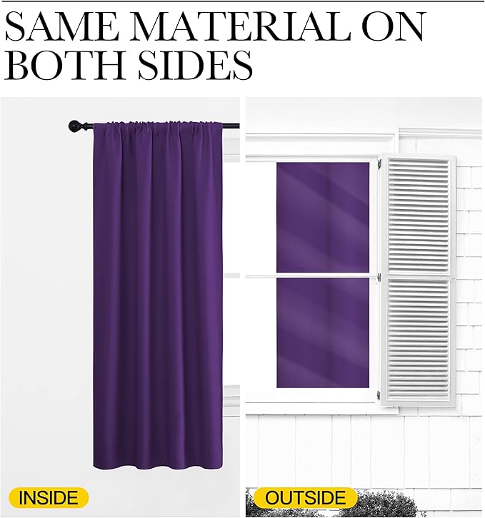 NICETOWN RV Blackout Curtains for Camper Windows, Royal Purple, Short Blackout