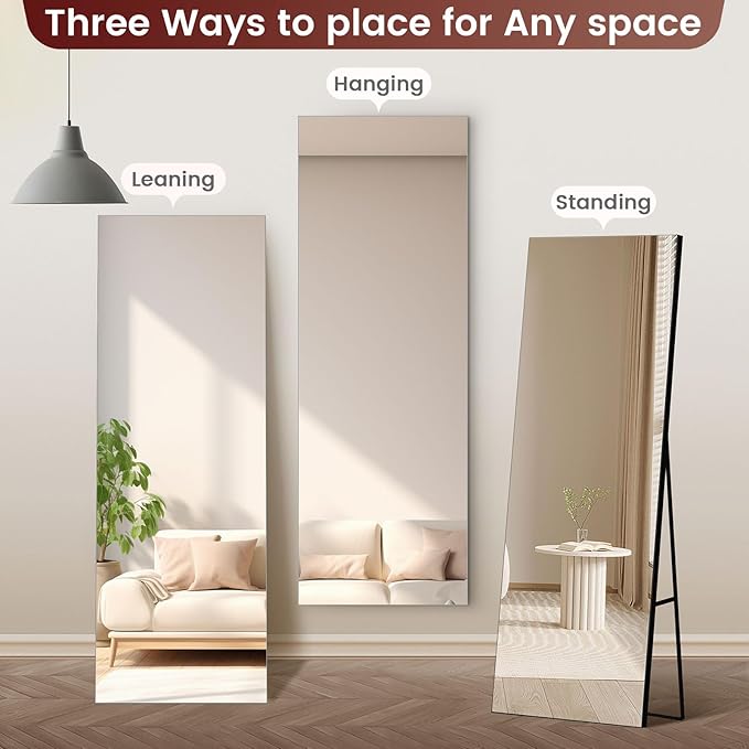 Kosmonia 71x28 Frameless Full Length Silver Coating Mirror w/Distortion Free