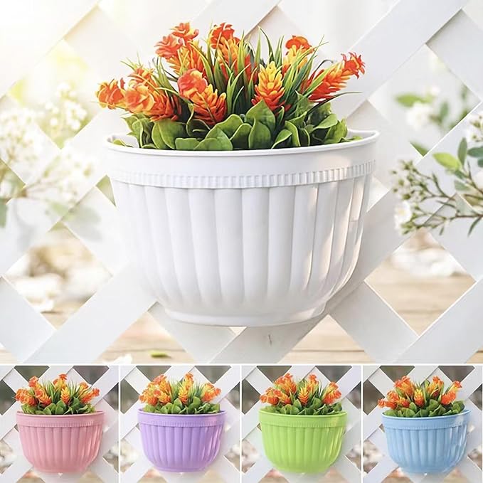 2 Pack White Plastic Wall Hanging Planters