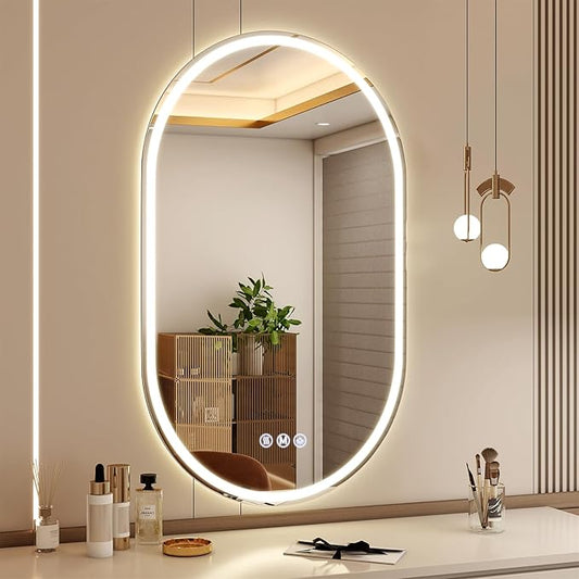 BEAUTYPEAK 48x28 LED Oval Bathroom Mirror