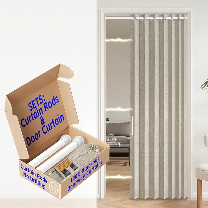 AJAZZ Blackout Accordion Door Curtains