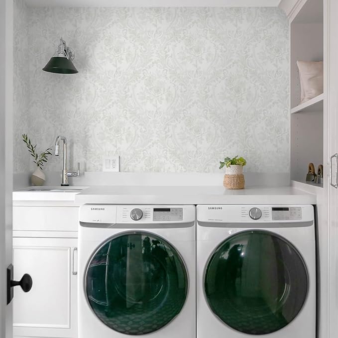 Ismoon Floral Peel and Stick Wallpaper Grey Contact Paper Boho Watercolor