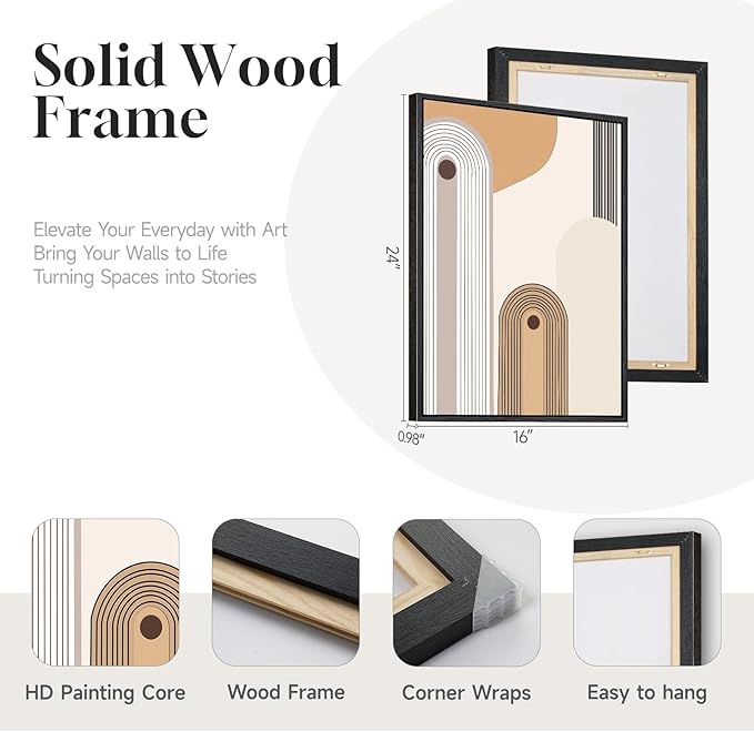 Framed Boho Mid Century Modern Wall Art