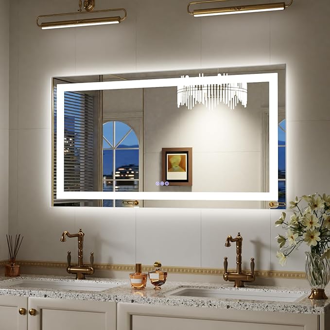 LED Bathroom Mirror with Lights, Backlit + Front Lit, 3 Color Modes, Memory
