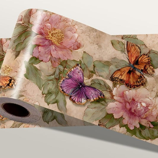 Vintage Rose Floral Wallpaper Border 196x4 Inch Peel and Stick Wall Border