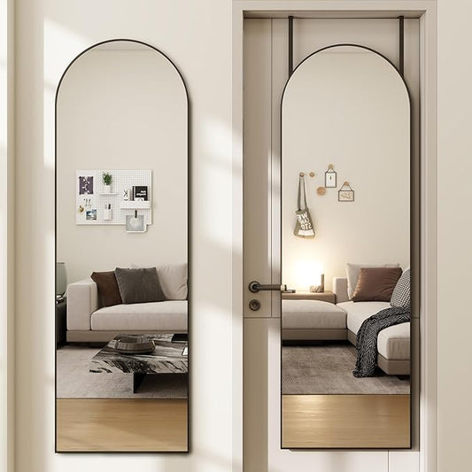 Arched Full Length Door Mirror 14x48, Metal Frame