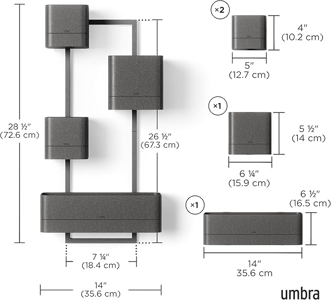 Umbra Cubiko Wall Planter with 4 Lightweight and Durable Pots