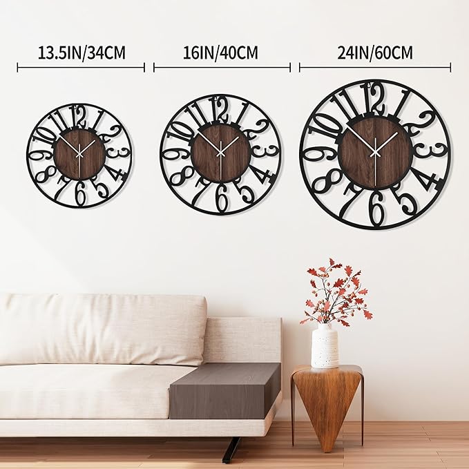 1st owned Wall Clock for Living Room -13" Silent Non Ticking, Battery Operated