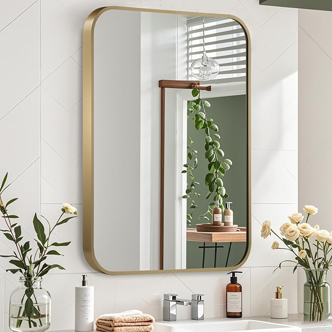 Gold Mirror, 40x30 Inch Framed Rectangle Mirror